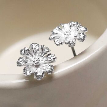 Sterling Silver Cosmos Flower Studs, 4 of 9