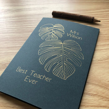 Personalised Monstera Thank You Teacher Gold Foil Card, 5 of 9