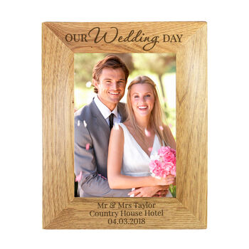 Personalised Our Wedding Day 5x7 Wooden Photo Frame, 5 of 5