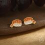 Sterling Silver Enamel Prawn Sushi Stud Earrings, thumbnail 3 of 12