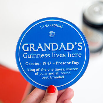 Personalised Blue Plaque Coaster For Grandad, 3 of 5