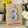 Personalised 3rd Third Birthday Card Wooden Three Gift, thumbnail 3 of 6