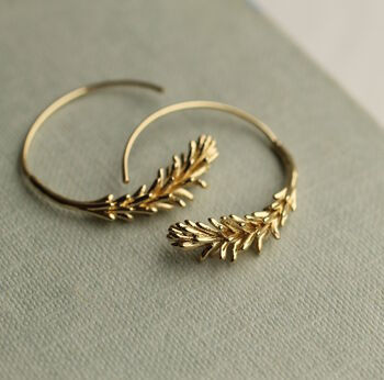 Small Silver Botanical Hoop Earrings, 7 of 9