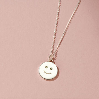 Happy Face Birthstone Disc Necklace, 3 of 8