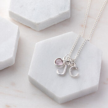 Personalised Swarovski Birthstone And Initial Necklace, 2 of 11