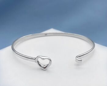 Personalised Sterling Silver Heart Bangle, 5 of 6