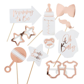 Rose Gold And White Baby Shower Party Photo Booth Props, 2 of 3
