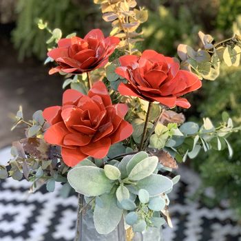 Set Three Red Rose Recycled Metal Flowers Artredrose, 3 of 9