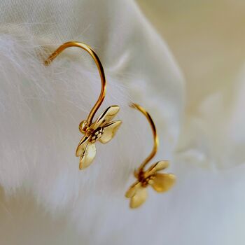 Pansies Tarnishfree Threader Earrings In 18 Carat Gold, 4 of 5