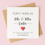 Personalised 40th Wedding Anniversary Card With Ruby Heart, thumbnail 1 of 5