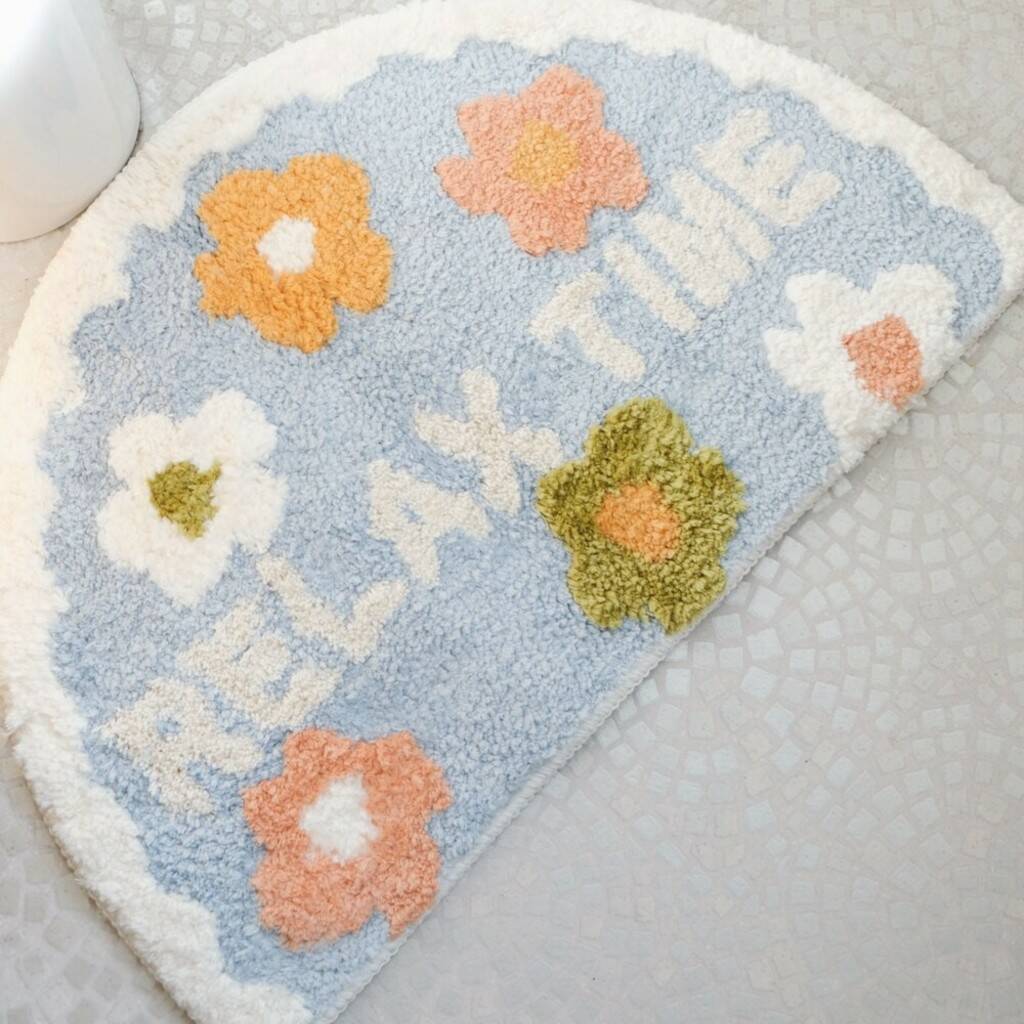 Relax Time Flower Floral Bath Mat, 1 of 2