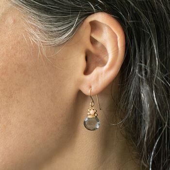 Navy Teal Quartz Gemstone Earring, 2 of 5