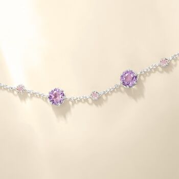 Pink Sapphire And Amethyst Bracelet In Sterling Silver And Gold Vermeil, 2 of 11
