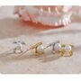 Monaco Ivory D’or Gold Pearl Charm Ribbon Chrome Stud Gift Earrings, thumbnail 3 of 4