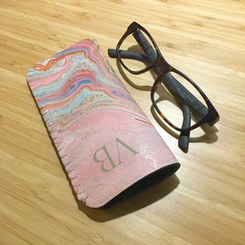 Personalised Initial Pink Marble Glasses Case, 4 of 4