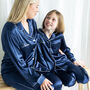 Personalised Girl's Navy Silky Pyjama's, thumbnail 5 of 6