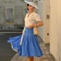 Lucille Skirt In Navy Polka Vintage 1940s Style, thumbnail 2 of 2
