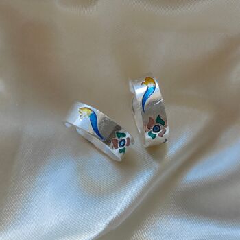 Silver Colourful Floral Band Toe Ring, 4 of 4