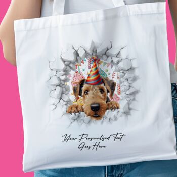 Personalised Airedale Terrier Birthday Break Through Dog, 7 of 8