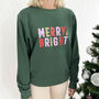 Merry And Bright Christmas Sweatshirt | Green, thumbnail 1 of 3