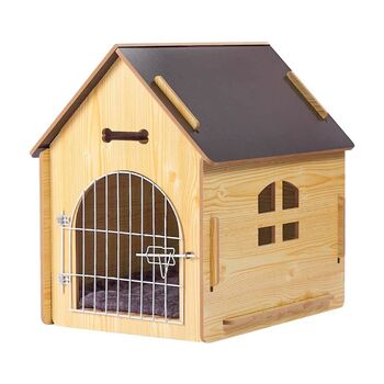 Wooden Pet House With Roof Breathable Crate Kennel, 4 of 8