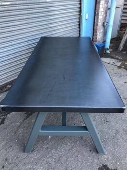 Industrial A Frame Solid Steel Top And Metal Table 566, 3 of 5
