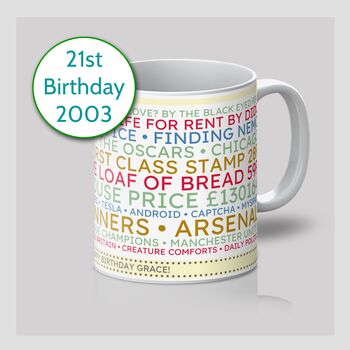 Personalised 21st Birthday Mug Gift 2003, 11 of 11