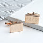 Rose Gold Personalised Cufflinks And Tie Clip Set, thumbnail 4 of 9