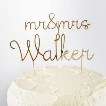 Mr And Mrs Script Wedding Cake Topper, 2 of 2
