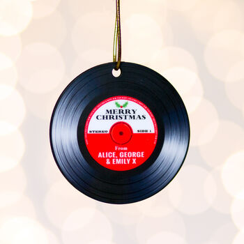 Personalised Vinyl Record Christmas Tree Decoration, 2 of 5