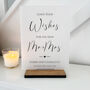 Classic Personalised Leave Your Wishes Wedding Sign Opaque Acrylic, thumbnail 4 of 5