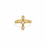 Pearl Cross Ring In 18k Gold Gemstone Cocktail Ring, thumbnail 7 of 10