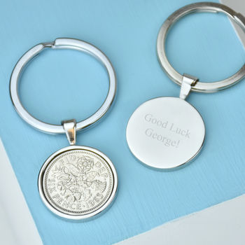 Sixpence Year Coin Keyring 1928 To 1967, 8 of 12