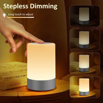 Warm Light LED Bedside Touch Sensor Night Lamps, 4 of 8