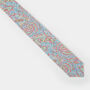 Mens Ice Blue And Pink Paisley Print Slim Style Tie, thumbnail 7 of 9
