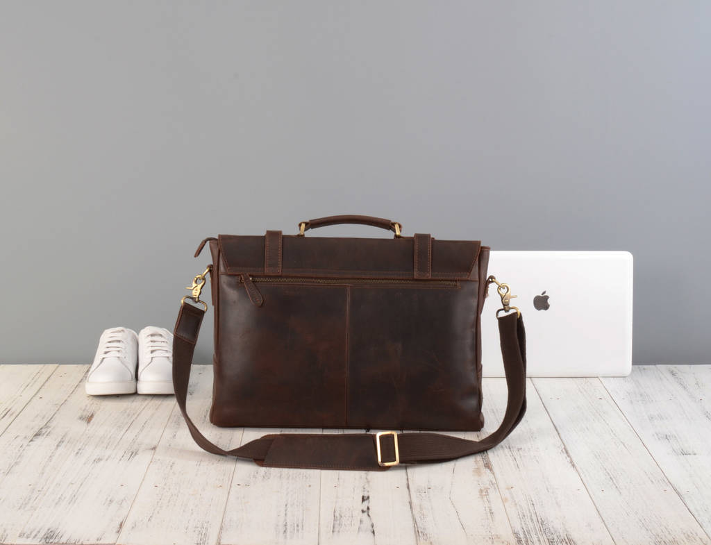 Leather Laptop Satchel Bag By Eazo