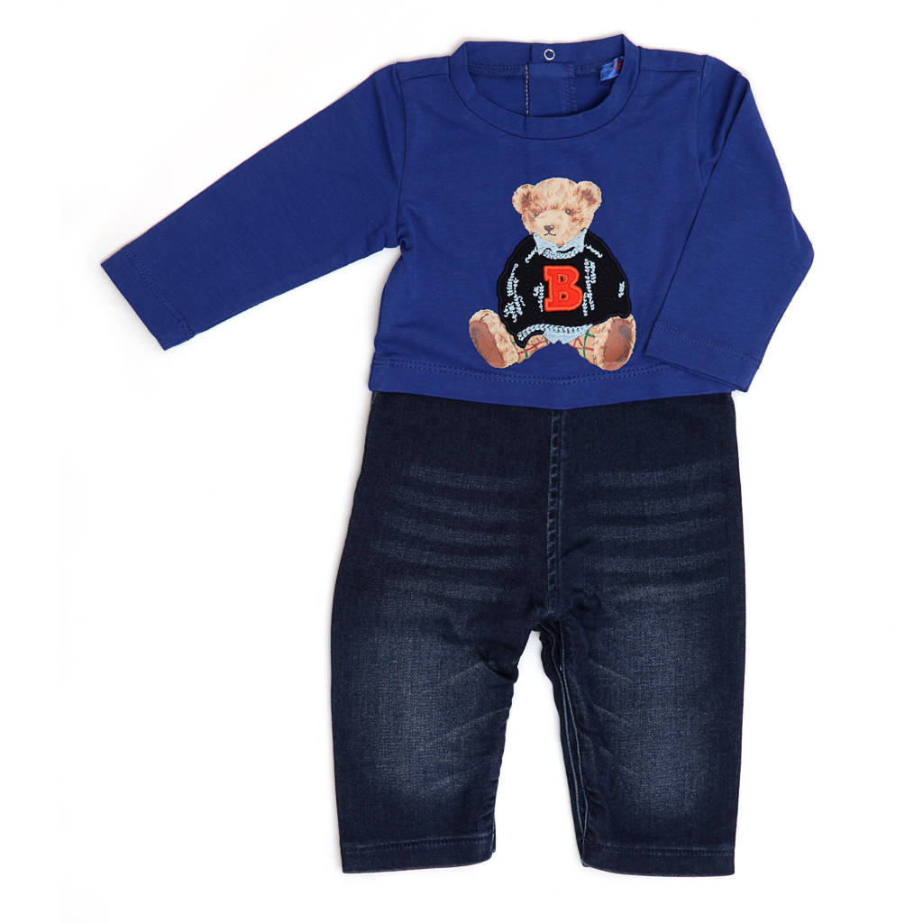 Baby Boys Denim Jumpsuit With Apron By Tuta Kids