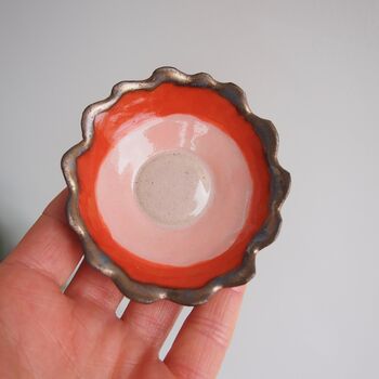 Mini Sunshine Orange Scalloped Edge Ceramic Ring Dish, 6 of 7