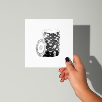 Casino Chips – Hand Drawn Gaming Greeting Card Illustration, 3 of 6