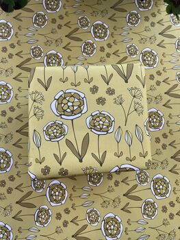 Mustard Retro Flower Wrapping Paper, 3 of 4