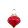 Red Glass Ribbed Onion Bulb Tree Decoration, thumbnail 2 of 4