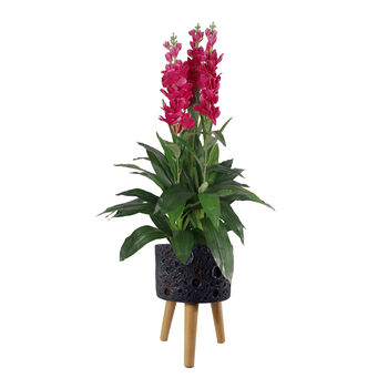 Leaf Design Lunar Moon Black Planter With Stand, 8 of 10