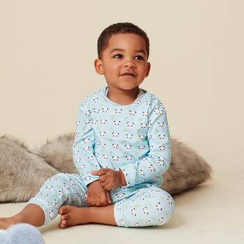 Baby And Children's Blue Panda Print Cuffed Pyjamas, 2 of 5