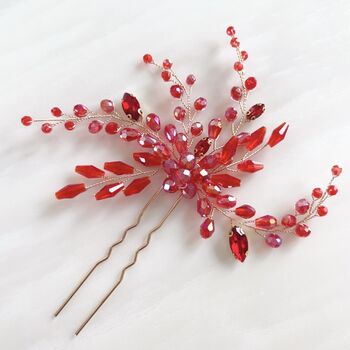 Vibrant Red Crystal Hair Pin, 2 of 6