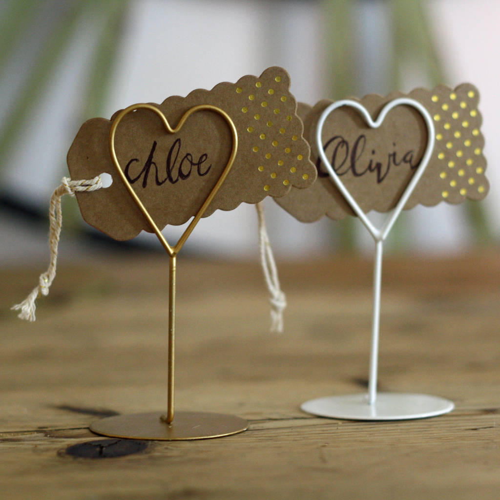 Set Of Eight Heart Name Place Holders White / Gold, 1 of 6