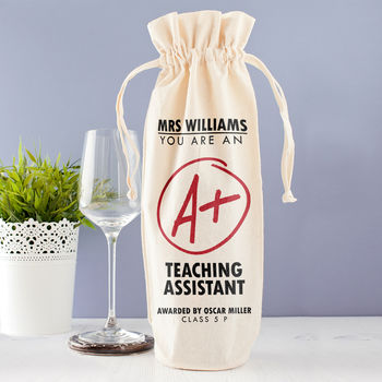 Personalised 'A+ Teacher' Wine Bag, 2 of 6