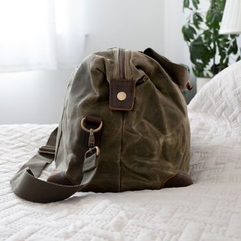 Monogrammed Luxury Waxed Canvas Holdall, 5 of 9