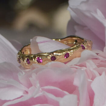 Fair Mined Gold Eternity Ring Set With Rubies, 4 of 7