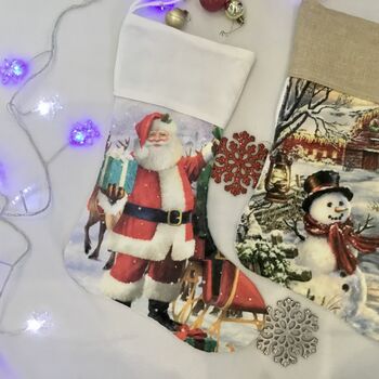 Personalised Snow Man And Santa Christmas Stocking, 5 of 8