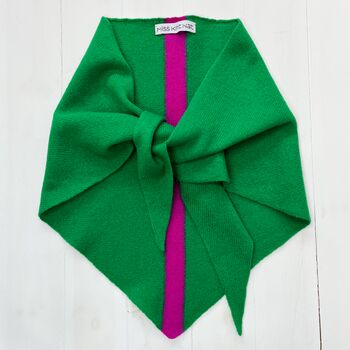 Lambswool Knitted Triangle Scarf With Stripe On Reverse, 7 of 10
